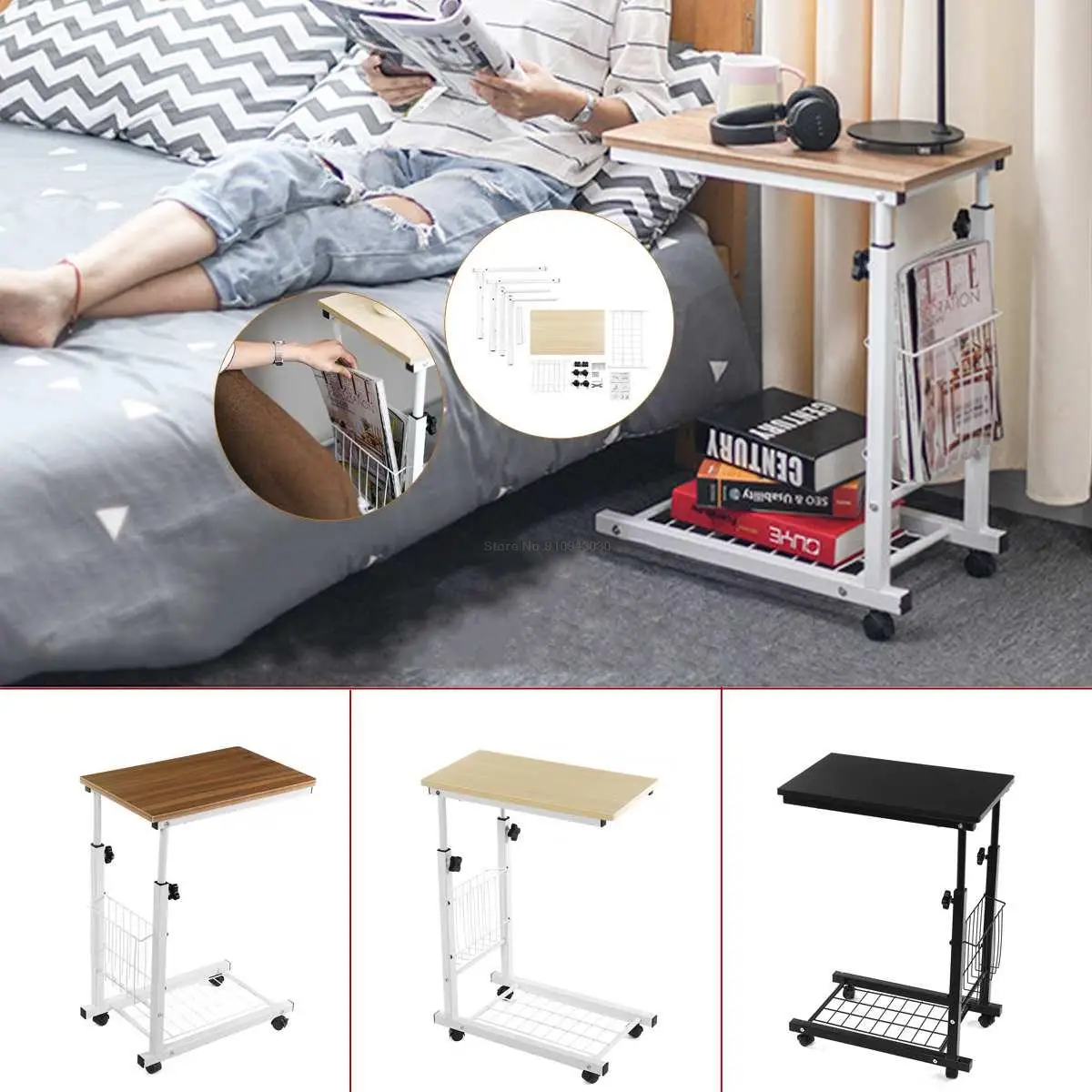 NEW Liftable Bed Computer Desk Laptop Computer Desk Removable Rack Storage Table Bearing Capacity 30kg under table storage rack desk laptop mount wire shelf iron multi function organizer