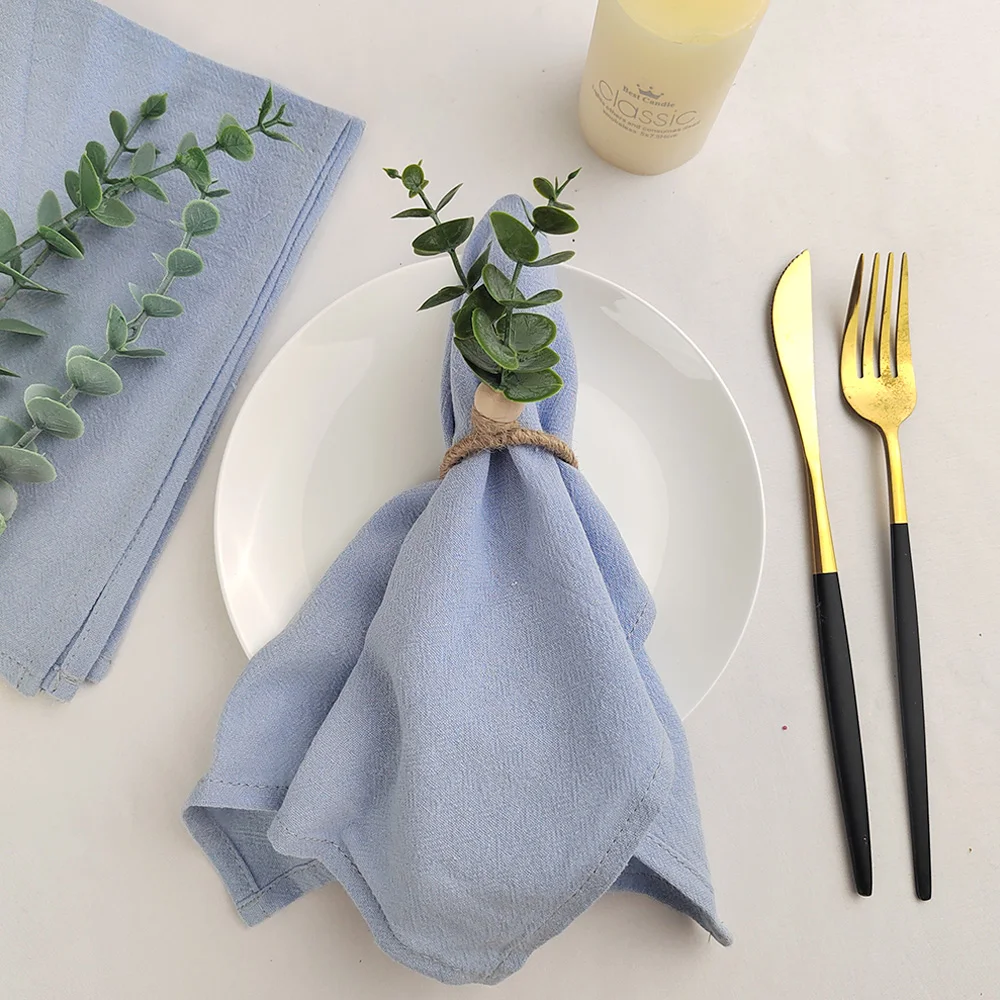Set of 2 Cotton Cloth Napkins 30x45cm Sage Green Fabric Serviette Kitchen Tea Table Towels for Home Wedding Decoration Christmas