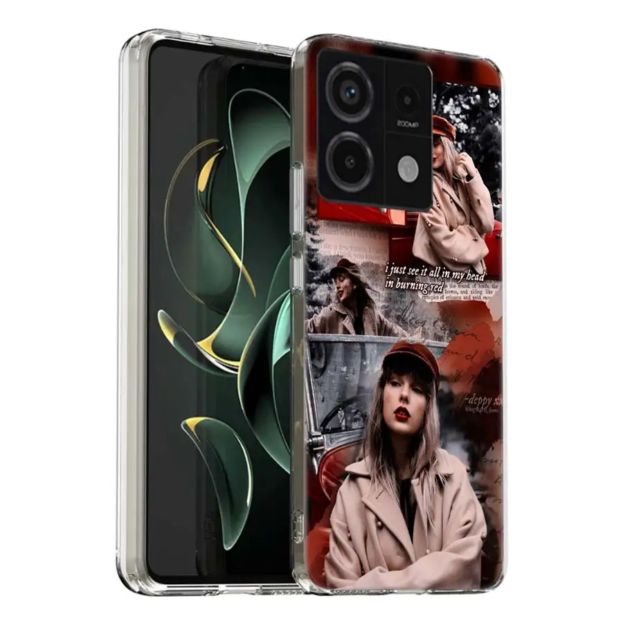 thumbnail image 1 of Funda transparente para teléfono Singer T-Taylors S-Swifts para Redmi Note 13 12 Pro+ Plus 5G 12S 12 12C 10 10A 10C 9 9A 9C 9T 8 8A K70 K60 K20 C, 1 of 5