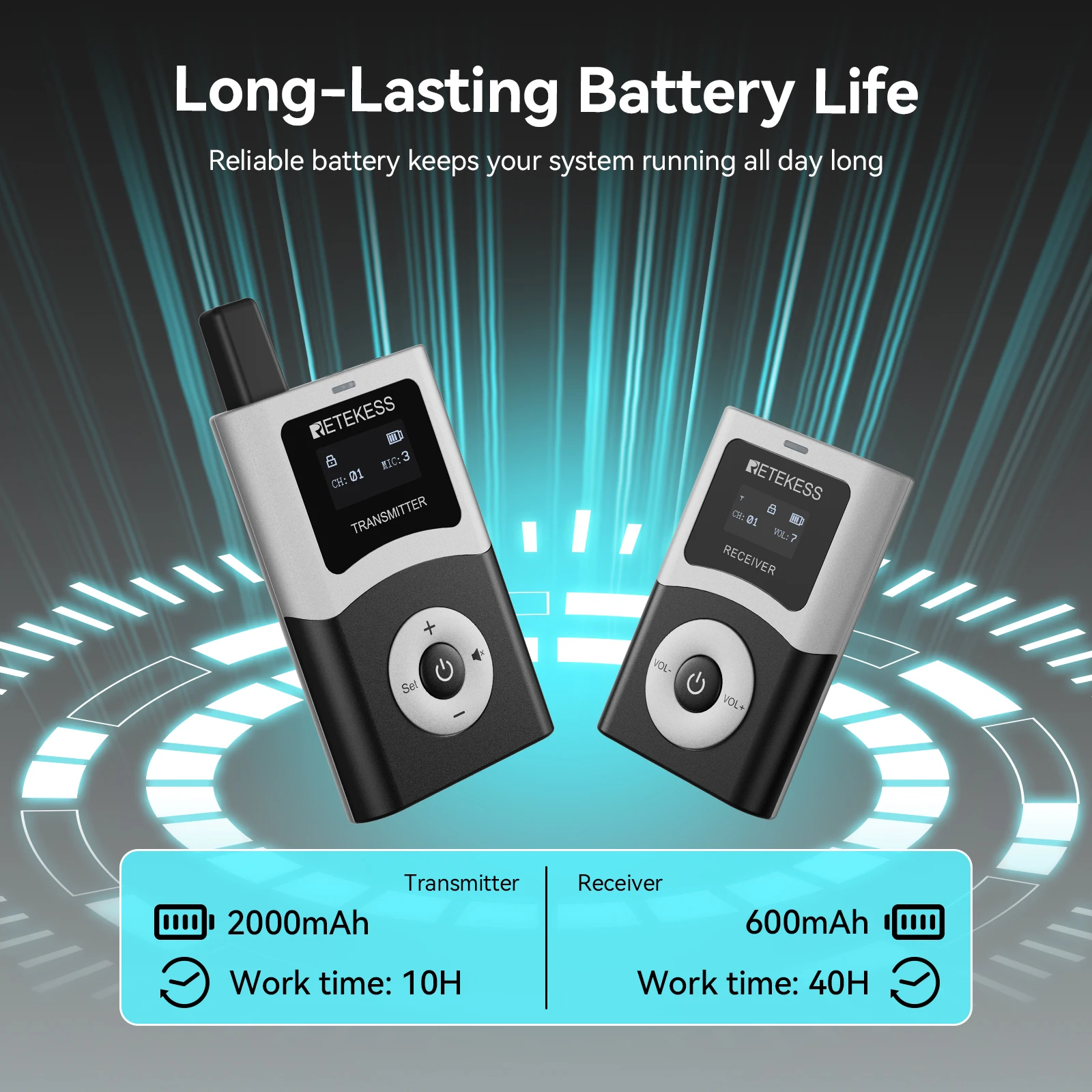 Retekess 무선 투어 가이드 시스템 UHF T130U 오디오 가이드 휴대용 마이크 소음 제거?관광 회의용 긴 배터리 수명
