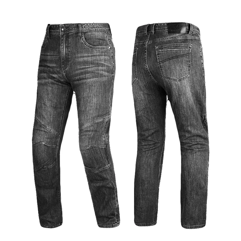 남성용 오토바이 바지 올 시즌 노토사이클리스트 라이딩 진 레트로 탄성 바이커 바지 CE 승인 보호 기능 포함, P-088