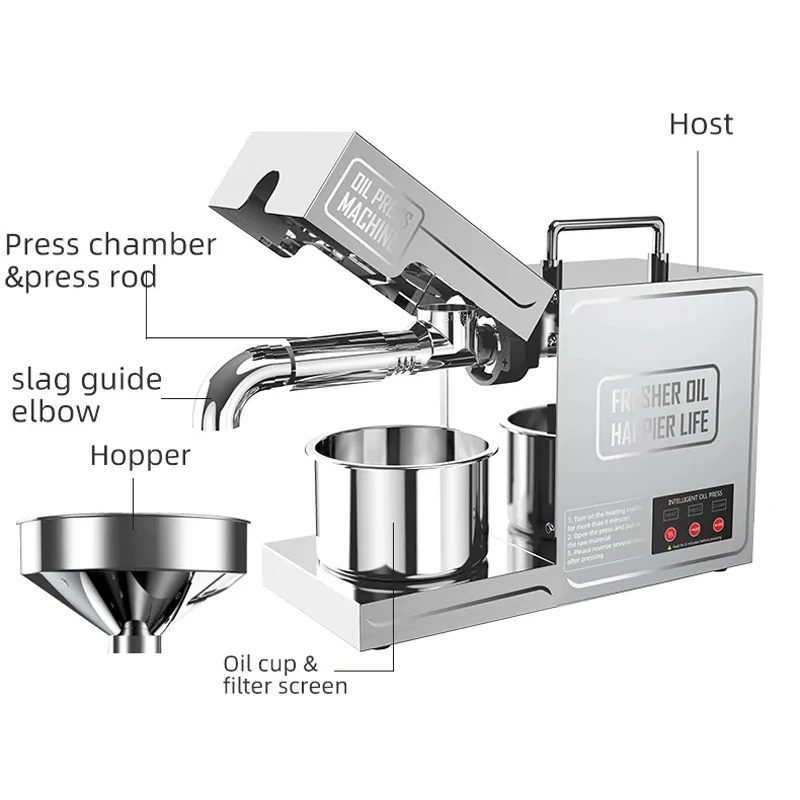 Household Small Oil Press Machine Seed Oil Extractor Rapeseed Peanut Olive Vegetable Oil Press Cold Hot Press Oil Making Machine 3
