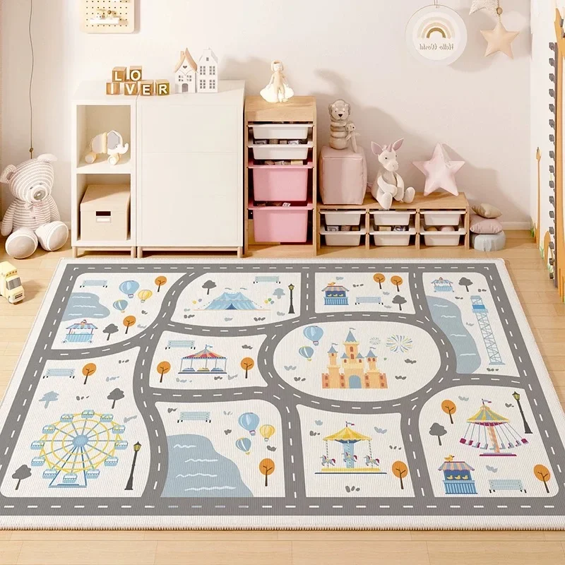 Children's Room Play Area Carpet Living Room Bedroom Children's Car track Digital puzzle game mat Baby play crawl mat