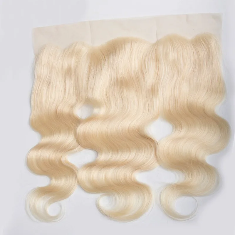 613 Blonde Body Wave 13x4 Lace Frontal Human Hair Pre-Plucked Hairline Soft Brazilian Virgin Hair Transparent Lace Closure