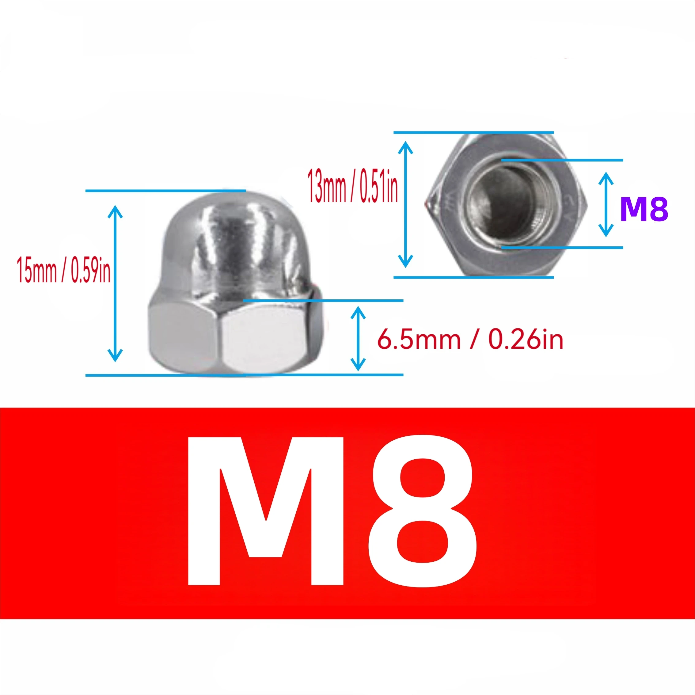 Stainless Steel Acorn Nuts DIN1587 Domed Cap Nuts M3 M4 M5 M6 M8 M10 M12 for Furniture Automotive Decorative Use