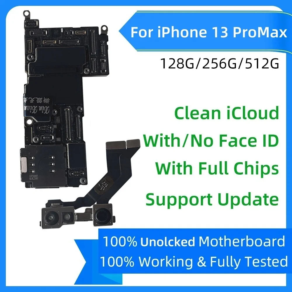 iPhone 13 Pro Max 13 mini용 100% 작동 마더보드(얼굴 ID 포함/없음 메인보드 깨끗한 iCloud 수정되지 않은 잠금 해제 로직 보드)