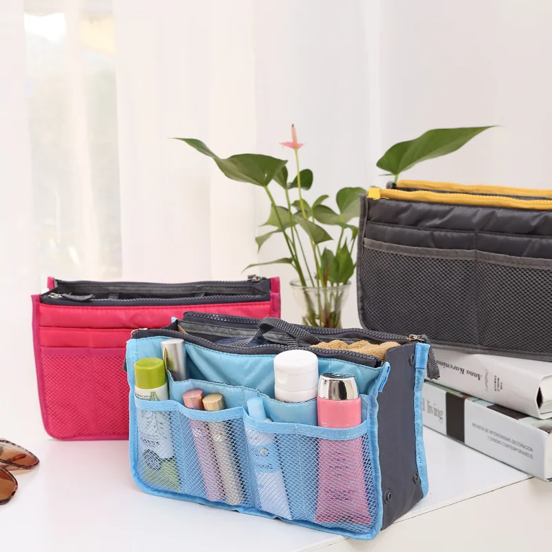 Organizer Insert Bag Women Nylon Travel Insert Organizer Handbag Purse Large liner Lady Makeup Cosmetic Bag Cheap Female Tote 4
