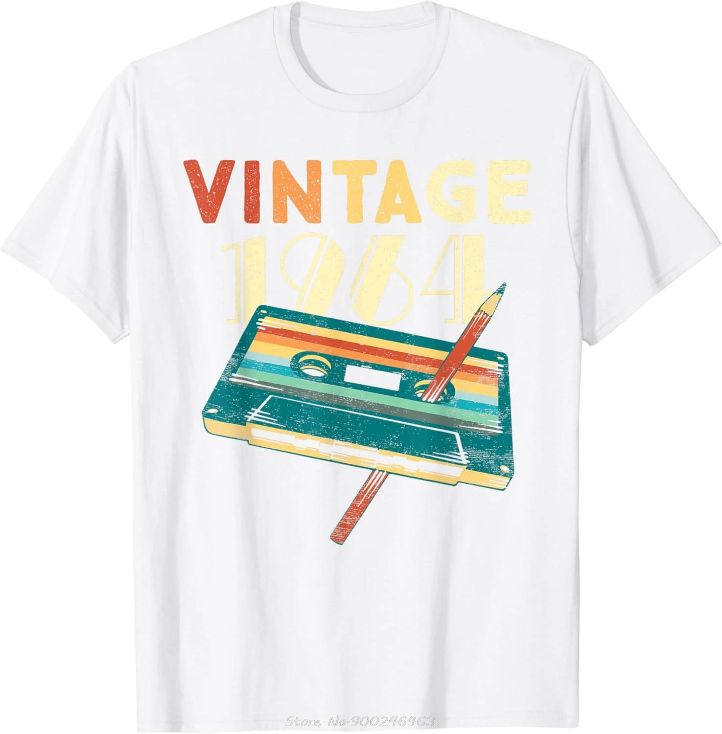 Vintage 1964 Musik Kassette 60. Geburtstag Geschenke 60 Jahre alt T-Shirt Sommer Baumwolle Herren Kleidung Kausal T-Shirt Übergroßes T-Shirt – Detail 3