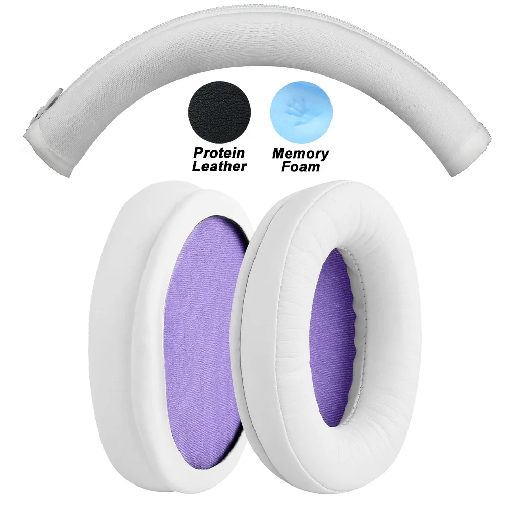 Premium Replacement Memory Foam Ear Pads with Protein Leather Finish