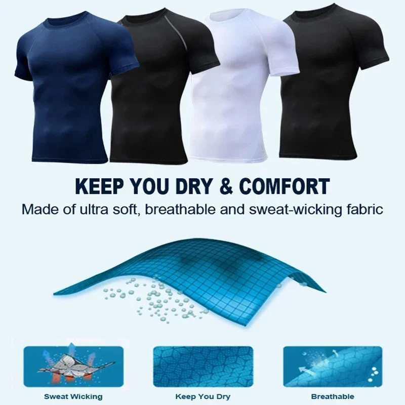 Fitness Man T-shirt Bat Print Compression Shirts for Men Summer Short Sleeve Rash Gym Workout Running Tshirt Athletic Tees Tops 2