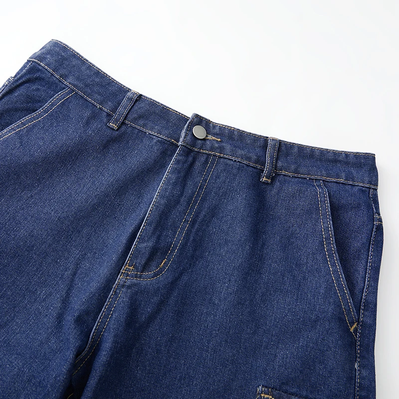 Men s Denim Cargo Shorts Stylish Zipper and Button Closure Casual Shorts with Multiple Pockets for Summer Wear