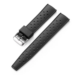 Waterproof Breathable Soft Tropical Silicone Sport Watch Band with Quick Release Mechanism - 22mm (Black)