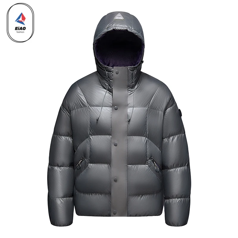 eiao Lightweight Down Jacket Men Ski Camping Waterproof Windproof Puffer Jackets 2025 Winter Fashion White Duck Down Filler Coat