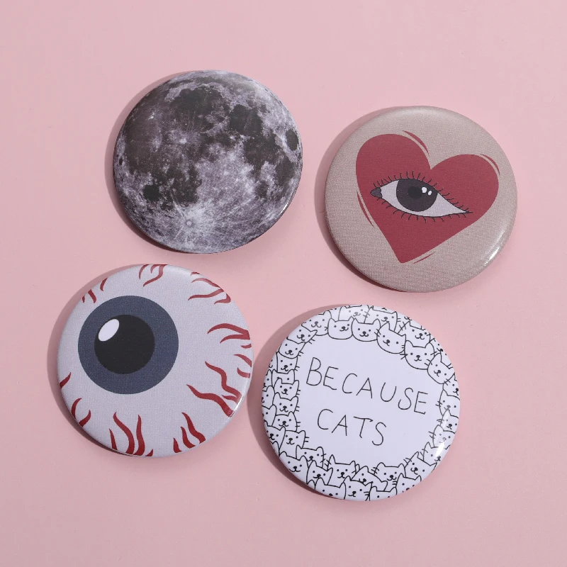 Cartoon Tin Sheet Round Enamel Pins Animal Cat Organs Eyes Red Love Letter Skeleton Alloy Brooch Badge Punk Accessories Jewelry enamel pins animal brooch cartoon brooch pin brooches clothing brooch enamel brooches metal brooches