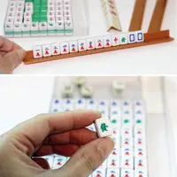 Portable Mini Travel Mahjong Board Game Sets Elaborately Crafted Convenient Mahjong Game for Travel Home Party Family Gathering 2