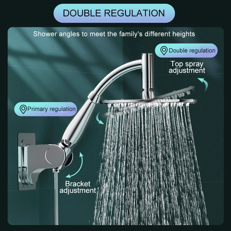 Bathroom 6 inch roundness quadrate shower head ABS Chrome shower head water saving bathroom rain spa square handheld Shower Set 5