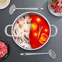 Feriales Hot Pot Set Edelstahl 304 – Shabu Shabu Topf mit Trennwand & Glasdeckel – Induktionsgeeigneter Suppentopf mit Löffel-Set Silber 1
