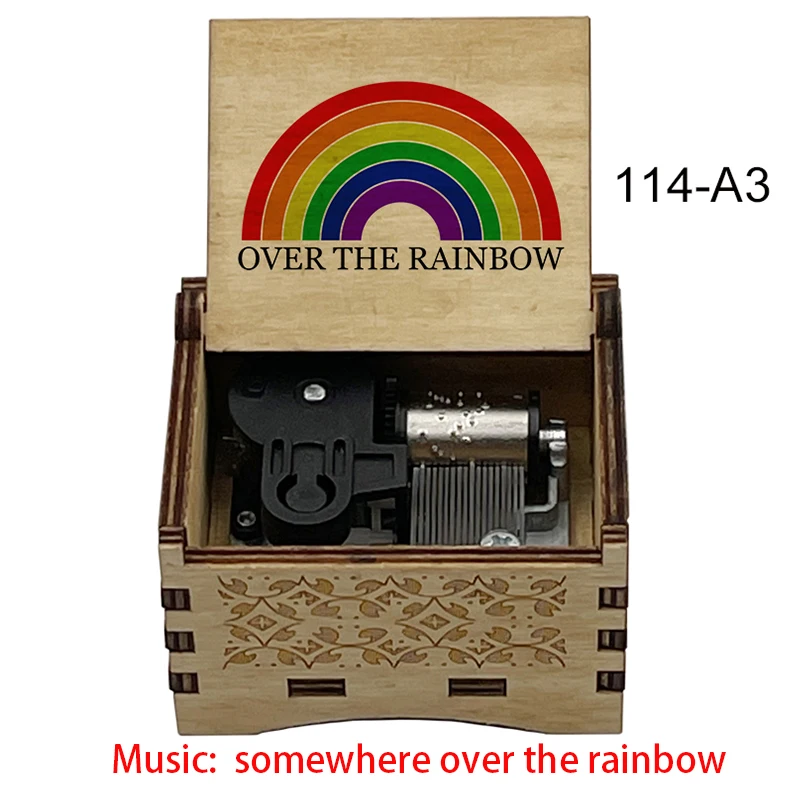 Somewhere Over the Rainbow Music Box Wooden wind up Gifts Birthday Gift Mother's Day Mom Mama Parents Children christmas gift