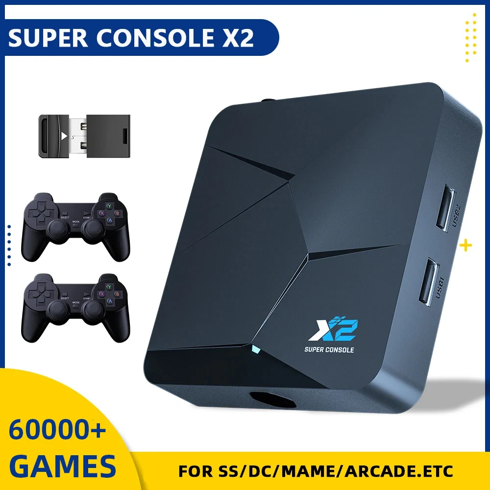 Retro Gaming Super Console, X2 Console com 60000 + Jogos, Consolas de Vídeo Game, MAME, Sega Saturn, DC, ARCADE, saída 4K HD
