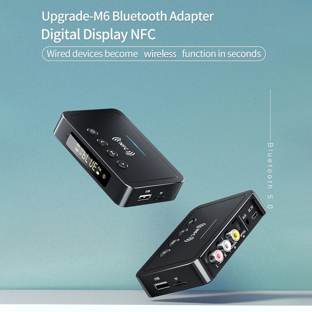 무선 블루투스 호환 수신기 오디오 어댑터 NFC USB 블루투스 호환 5.0 송신기 수신기 3 in 1
