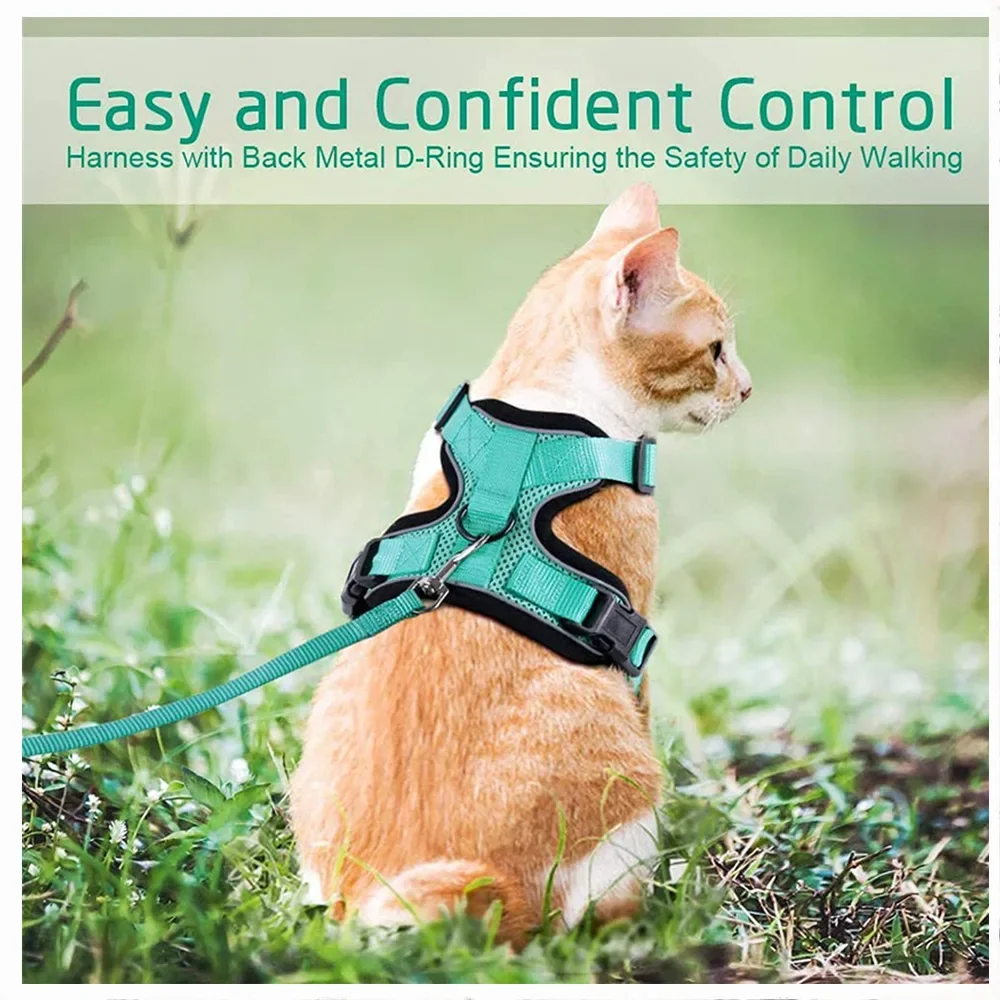 Cat Harness and Leash for Walking Escape Proof Soft Adjustable Vest Harnesses for Cat Breathable Reflective Strips Jacket rabbit harness and leash set rabbit harness set