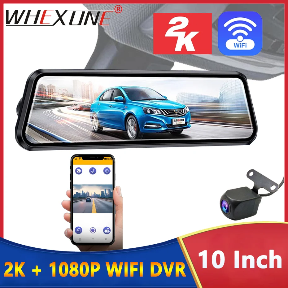 Whexune Car Dvr Wifi 2K Specchietto Retrovisore Videoregistratore 3 In 1 Fhd Video 10 Pollici Dash Cam Obiettivo Sony Con Specchietto Retrovisore