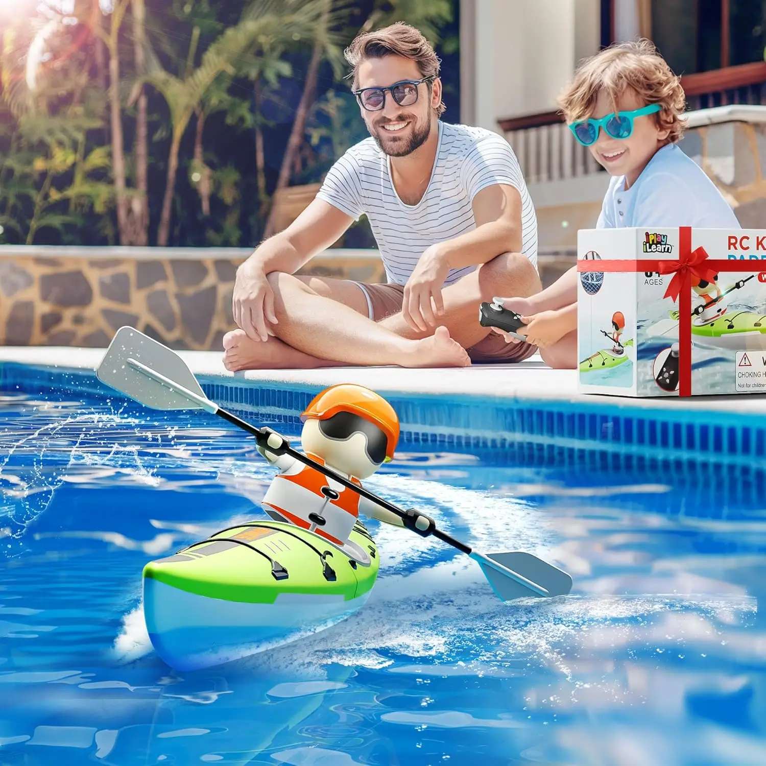 Bateau RC 2.4G avec 2 Batteries - Jouet de Course Rapide