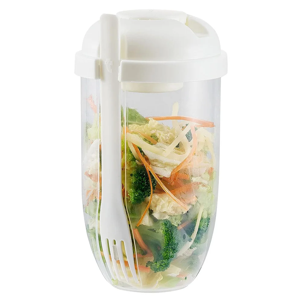 1L Portable Salad Cup with Fork Breakfast Salad Bowl School Lunch Box Food Container  Salad Shaker Yogurt Oatmeal Cereal Milk Cup