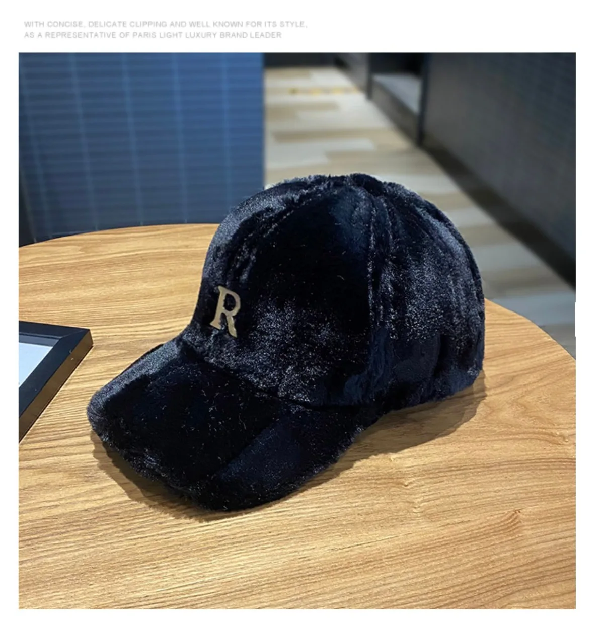 Herbst Winter Baseball Kappe Hüte Für Frauen Faux Verdickt Warme Plüsch Snapback Kappe Metall Brief Mode Zubehör Neue – Detail 6