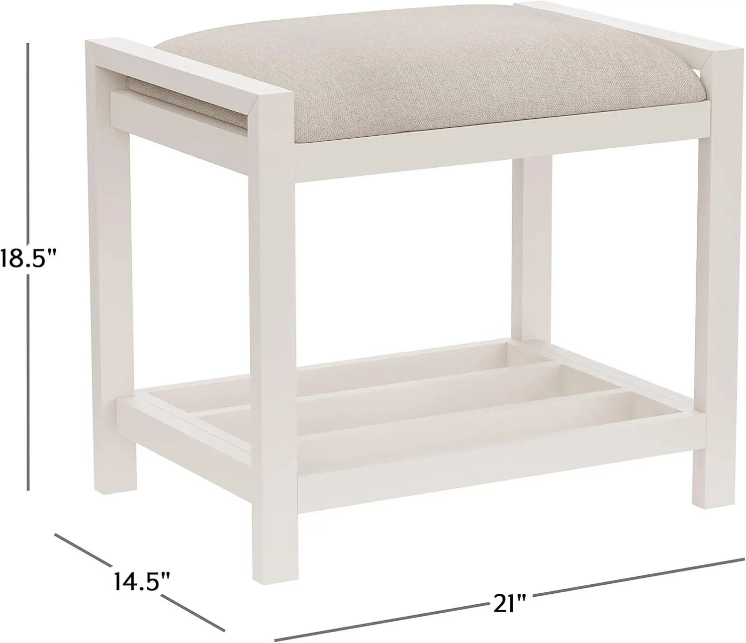 Furniture Amelia, White Vanity Stool 3
