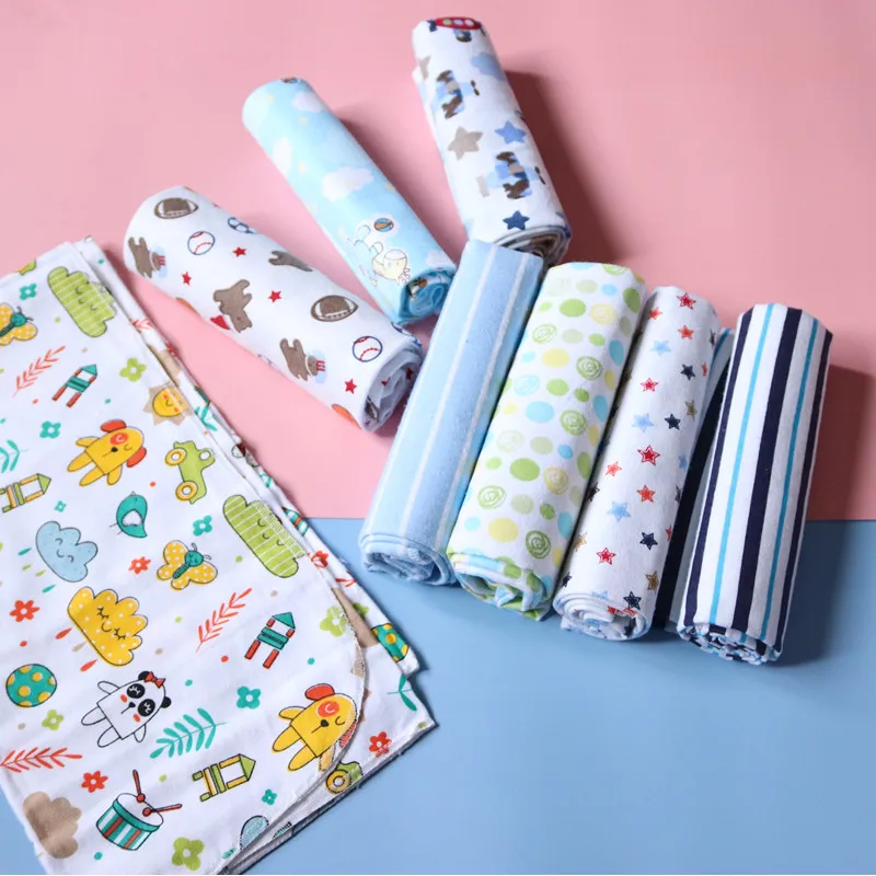 4pcs/pack 100% Cotton Flannel Diapers Supersoft Receiving Baby Blanket Newborn Wrap 76x76cm Baby Bedsheet Print Blanket Swaddle 6