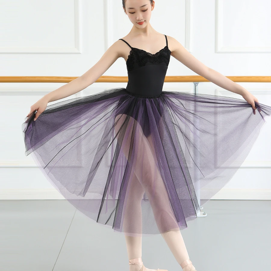 Dance Skirt Ballet Tutu Women Romantic Tutu for Dancing Lyrical Tulle Tutu Ballet Ballerina Dancewear Long