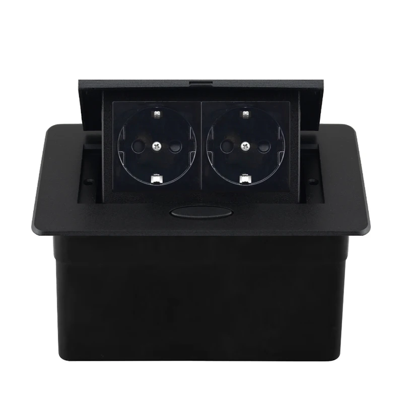 Sleek Aluminum Pop-Up Countertop Power Hub with EU and USB-C Sockets