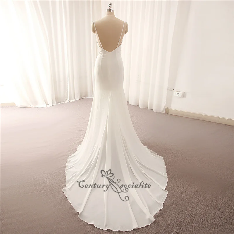Women Wedding Dresses Mermaid Spaghetti Straps Chiffon Beach Bridal Gowns wedding dresses