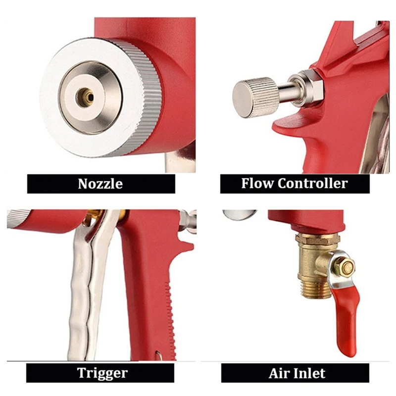T02C-4/6/8Mm Nozzles Drywall Texture Painting, 1.58 Gallon (6L) Air Hopper With Elbow Hose For Walls Popcorn Ceilings