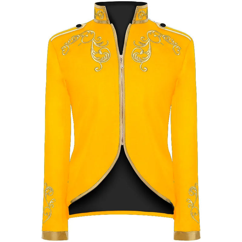 Men Medieval Victoria European Court King Cosplay Costume Coat Halloween Carnival Party Knight Embroidery Stand Collar Jacket