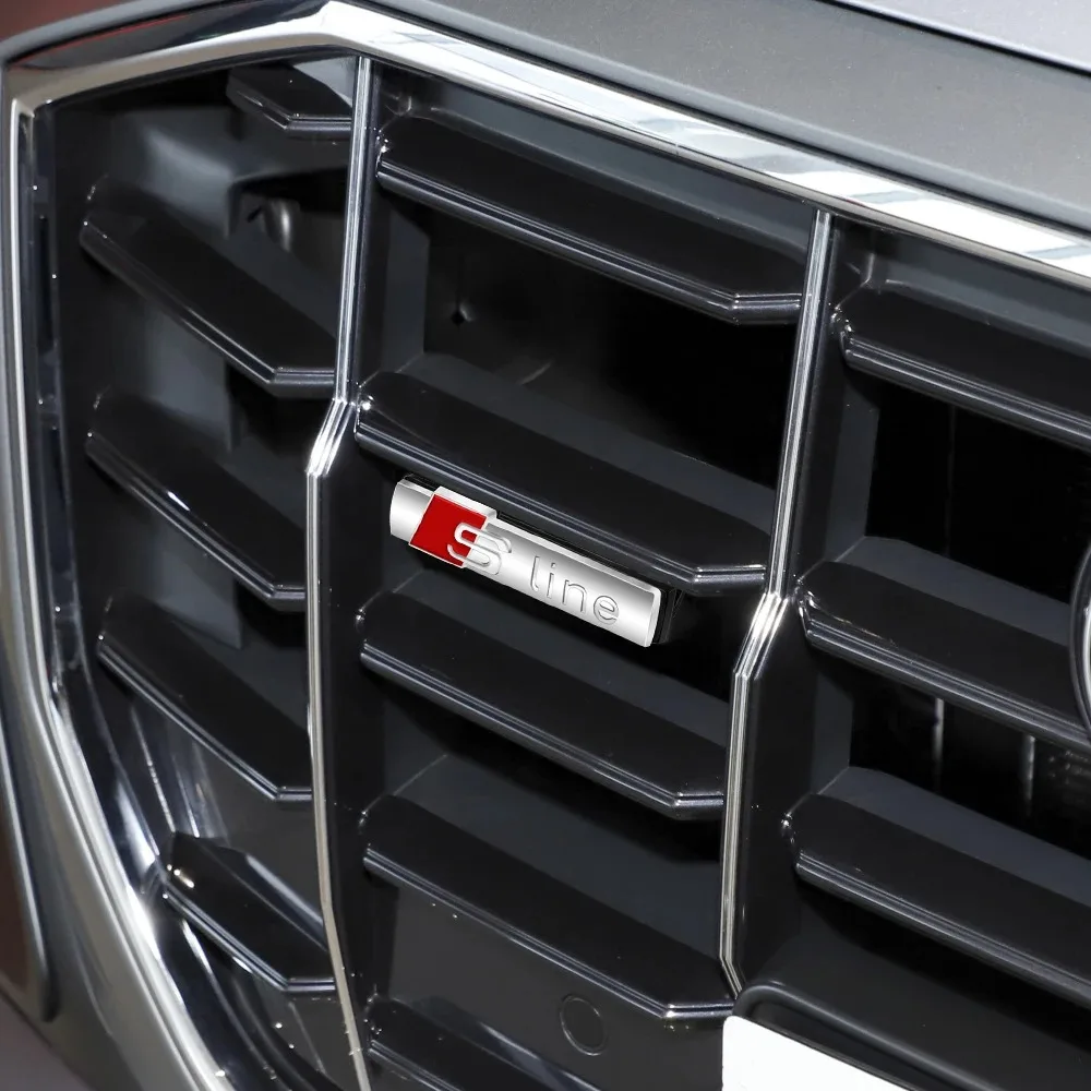 3D 메탈 S 라인 로고 스티커 자동차 펜더 사이드 배지 프론트 그릴 엠블럼 (아우디 S라인 S3 S4 S5 S6 S7 RS 콰트로 Q7 Q5 Q3 A4 B8 용)