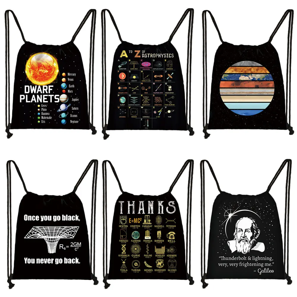 

Astronomy Lover Astrophysics Astronomer Backpack Science Black Hole Equation Drawstring Bag Galileo Shoulder Bags for Travel