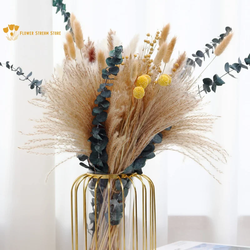 

Fluffy Dried Pampas Grass Bouquet Dried Flowers Boho Home Decor Artificial Flower Wedding Party Living Room Fall Decorations