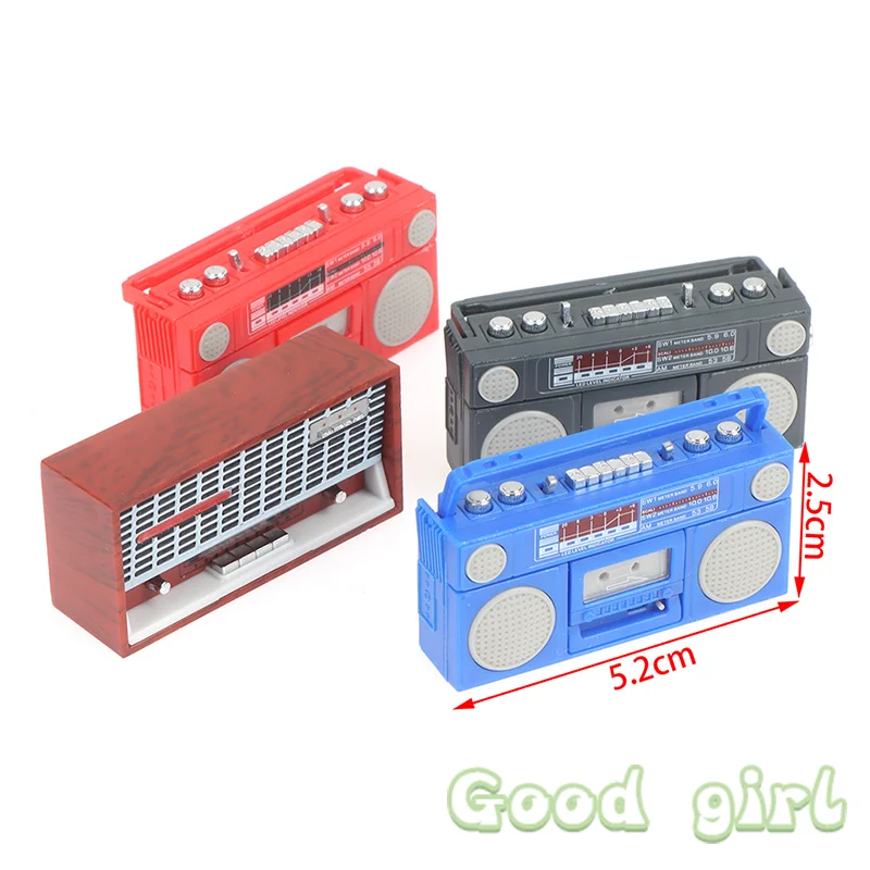 Charming Vintage Miniature Dollhouse Radio and Tape-Recorder Decoration Accessory