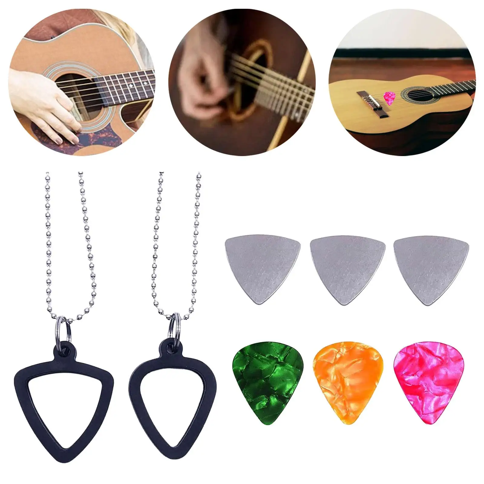 Guitar Pick Holder Guitar Picks Storage Necklace Portable with 6 Picks for Bass Electric Guitar Gifts Musicians Music Lovers Guitar Pick Holder Guitar Picks Storage Necklace Portable with 6 Picks for Bass Electric Guitar Gifts Musicians Music Lovers