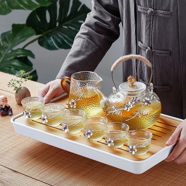 Théière en verre de haute qualité résistant à la chaleur, bouteille  pratique, tasse à thé à fleurs, théière en verre avec infuseur, feuille de  thé, tasse à café aux herbes - AliExpress