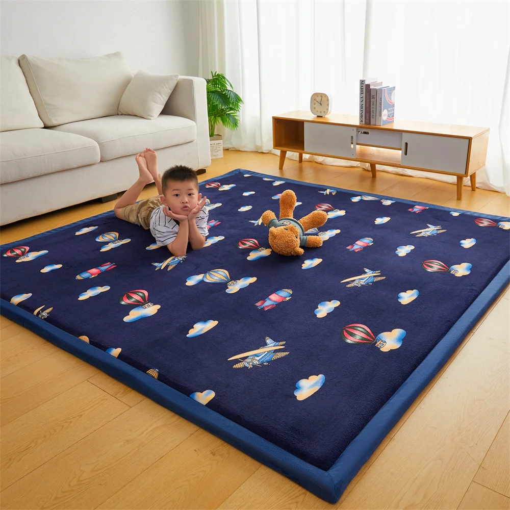Thicken 2cm Carpet Coral Fleece Bedroom Tatami Living Room Carpet Window Bedside Children's Room Baby Crawling Home Non-Slip Mat 3