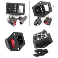 Computer Mount Outlet 2 3 Pin IEC320 C14 Electrical Power Socket LED 250V Rocker Switch Brass 10A Fuse Inlet Plug Connector 220v 2