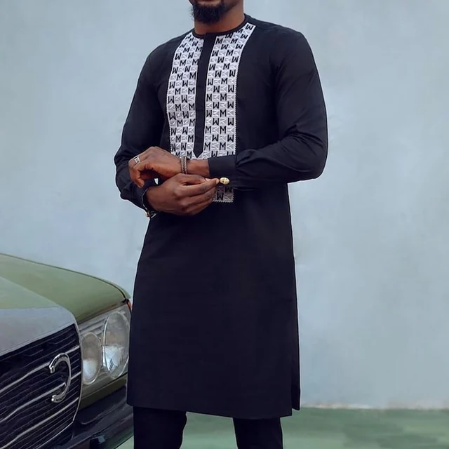 Segun Embroidered Long Sleeve 2 Piece Dashiki Outfit - Image 2