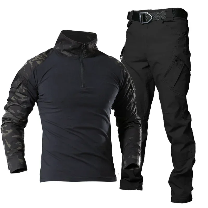 Military Uniforms Set Men Camouflage Breathable Multicam Black Suit Combat Shirt Tactical Cargo Hunting Set tactical shirt tactical suit