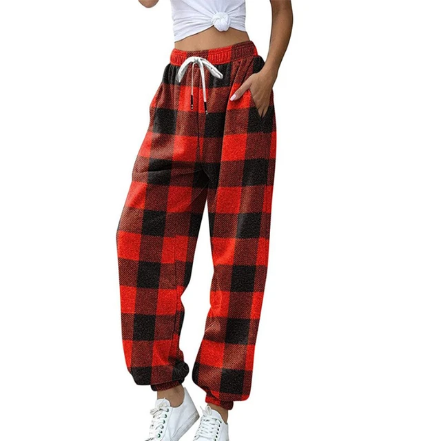 Pantalon à carreaux rouge pour femme, pantalon de survêtement de jogging  décontracté, jambe large respirante, mode coréenne, FjHarajuku, Y2K, 2023 -  AliExpress