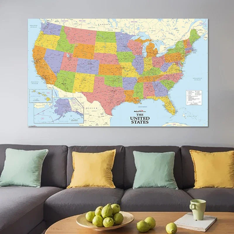 150*90cm Detailed Map Posters and Prints Study/Living Class Room Wall Art Pictures Non-woven Canvas Paintings Home Decoration