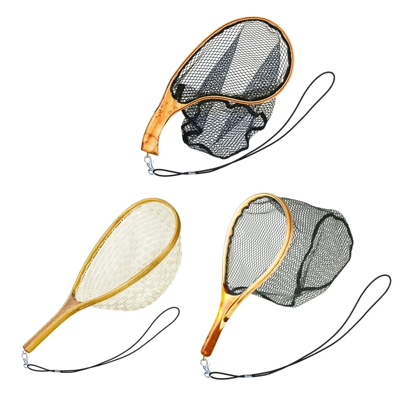 

157D Сеть для ловли форели для пресноводной и морской рыбалки Подсак для рыбы с резиновой сеткой с нескользящей ручкой