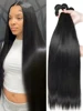 Rosabeauty Hair Straight 28 30 32 40 Inch Lace Closure 100% Natural Human Hair Bundles Deal Brazilian Remy Hair For Women 1